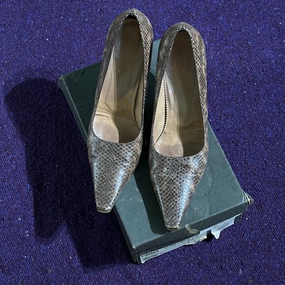 Y2K Gucci Embossed Leather Snakeskin and Wood Medium-heeled Pumps size 8B - Picture 10 of 10